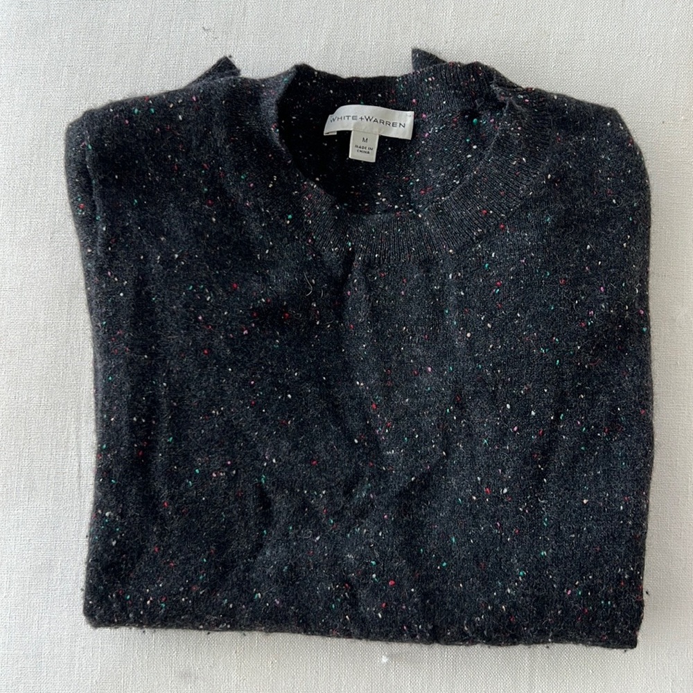 Dark Grey White and Warren Cashmere Sweater